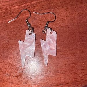 Pink lighting strike earrings